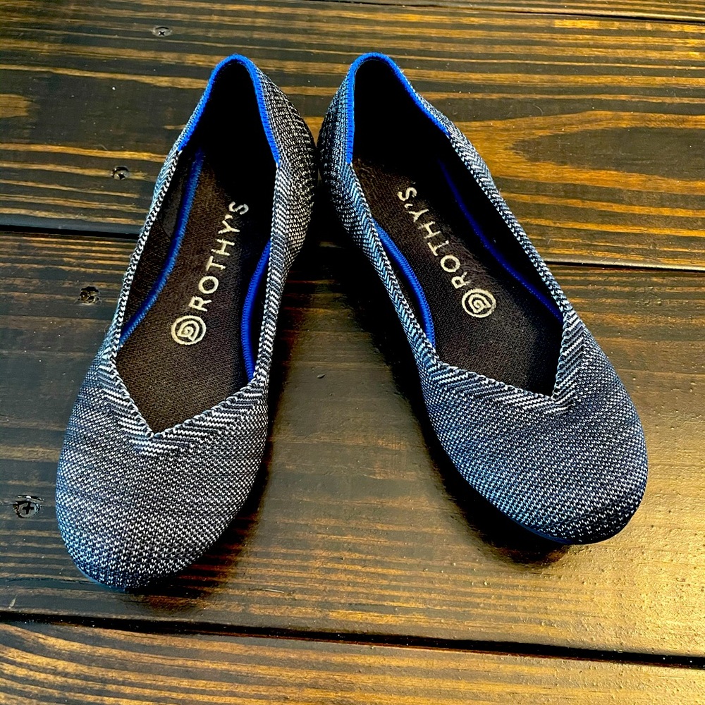 Rothy’s Granite Heathered Blue Rounded Flats